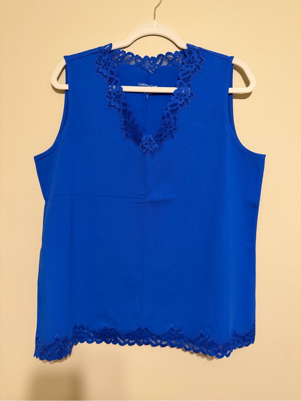 Coldwater Creek Cobalt Blue Lace-Trim Sleeveless Camisole